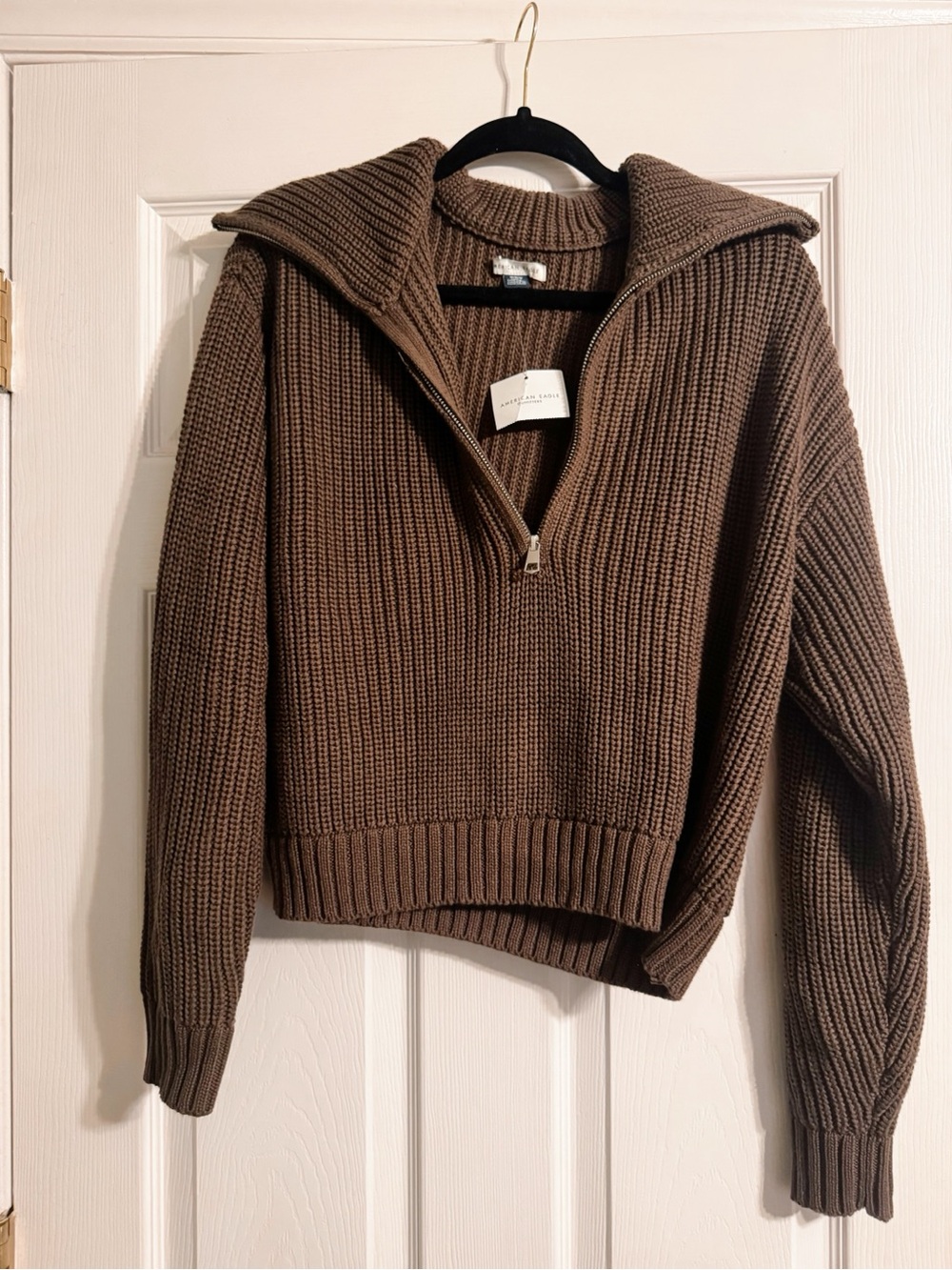 American Eagle Chunky Knit Half-Zip Sweater